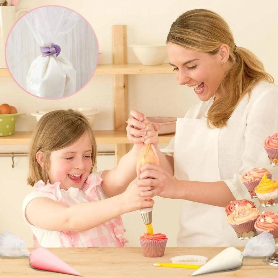 100 stuks herbruikbare spuitzakken siliconen poederzakjes decoratietas taartdecoratieclips voor gebak koekjes cupcakes spuitzakken wegwerp