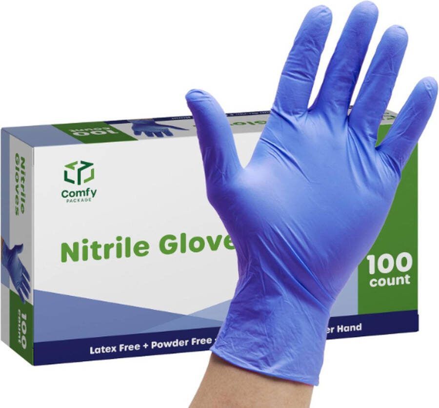 [100 stuks] Nitril wegwerphandschoenen 4 mil latex- en rubbervrij niet-steriele poedervrije handschoenen M