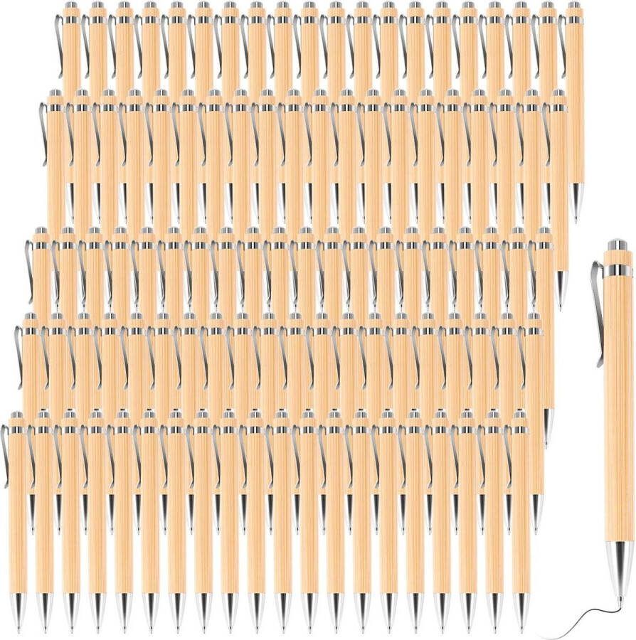 100 stuks-partij bamboe balpen kantoor school benodigdheden zwarte inkt-Geschenken-Luxe pennen
