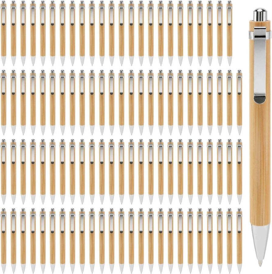 100 stuks-partij bamboe balpen pen eco-vriendelijke kantoorbenodigdheden zwarte inkt