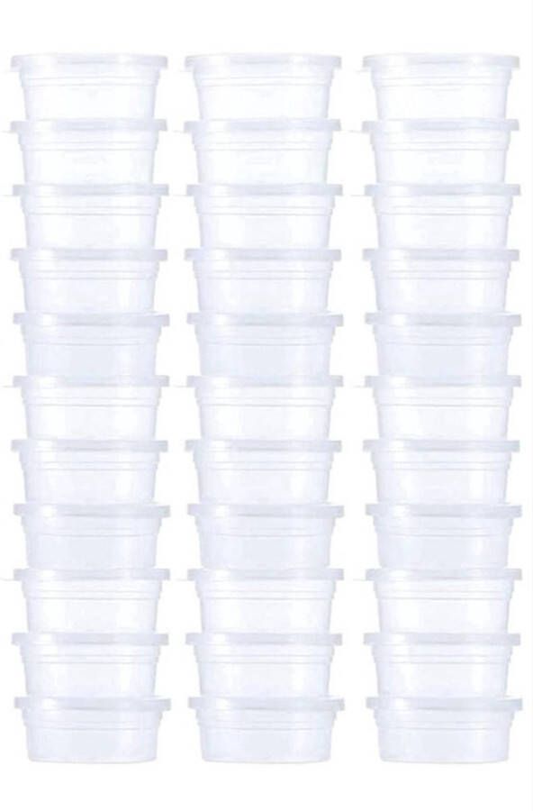 100 stuks plastic transparante bakjes met losse deksels voor saus dips salades en non-food. Voor restaurants afhaalmaaltijden catering kunstwerken enz. gemaakt van volledig gerecycled mono pp. (250 ml)