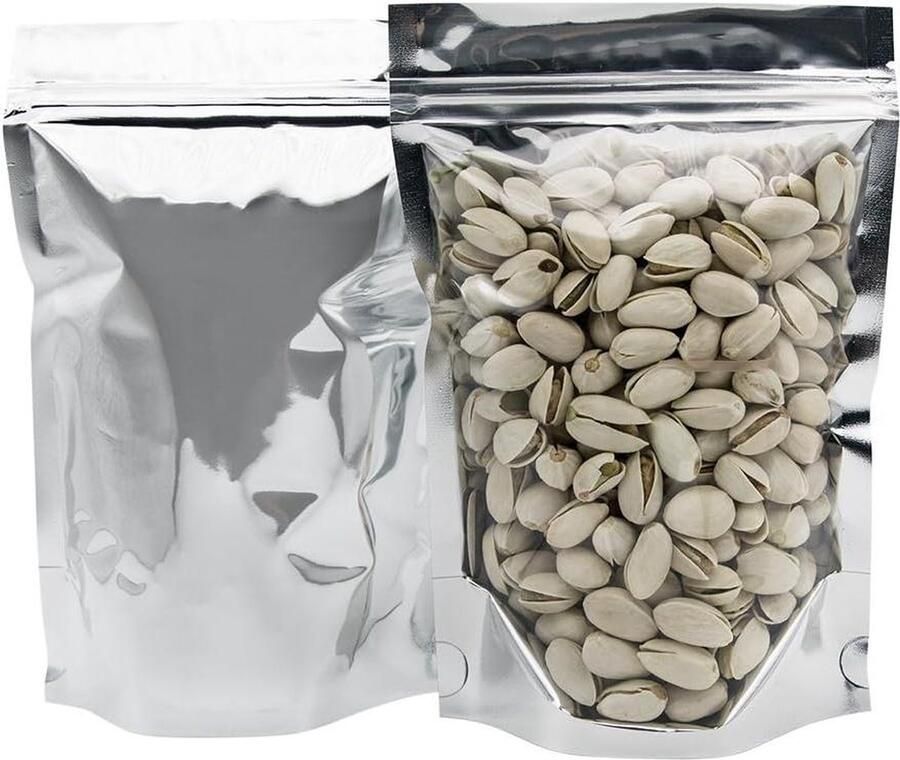 100 stuks plastic zakken met ritssluiting transparant aluminium mylar-stand-up verpakkingen koffie theebladeren koekjes emmer zaden 16 x 24 cm