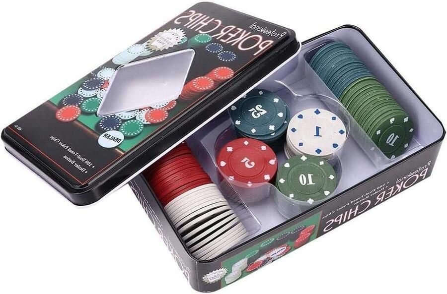 100 Stuks Poker Chips Set Professionele Familie Educatieve Digitale Chips Opbergdoos Inbegrepen Pokerset
