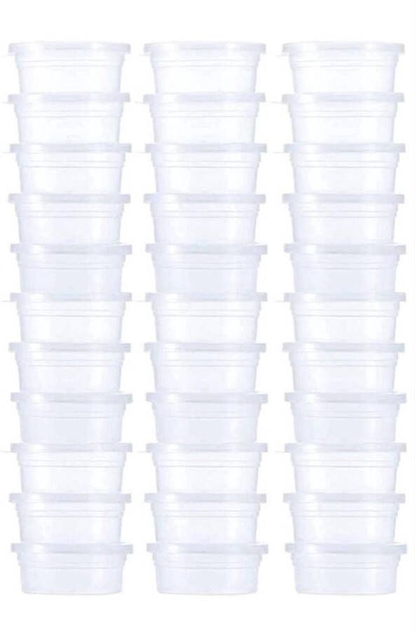 100 stuks recyclebare plastic transparante kleine bakjes met losse deksels voor saus dips salades en non-food. Voor restaurants afhaalmaaltijden catering kunstwerken enz. (2 oz 50 ml)