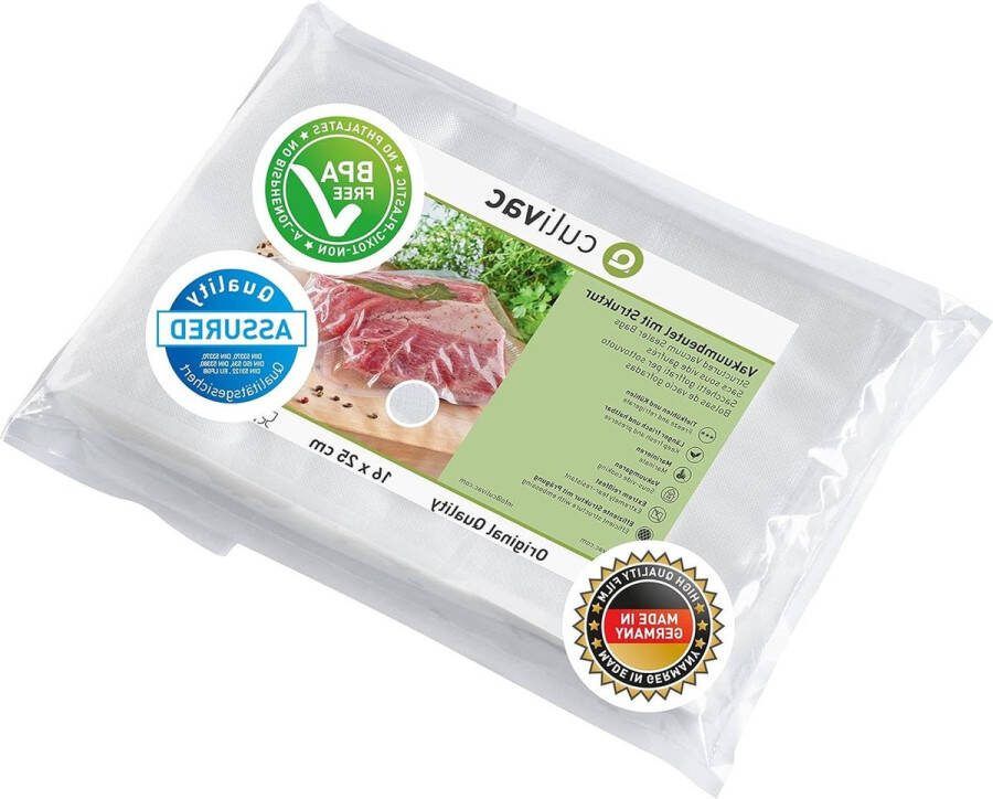 100 vacuümzakken premium foliezakken 16 x 25 cm voor Sous Vide BPA-vrij Made in Germany