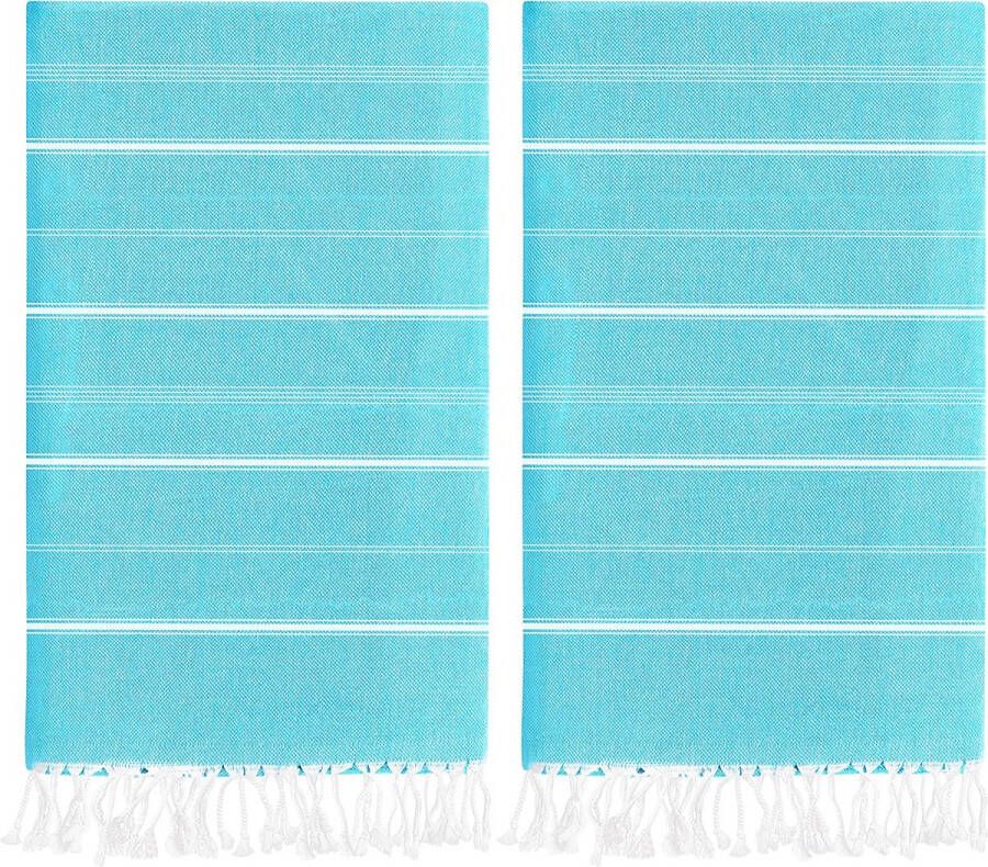 100 x 180 cm 2 stuks 100% katoenen hamamdoek (100 x 180 cm blauw)
