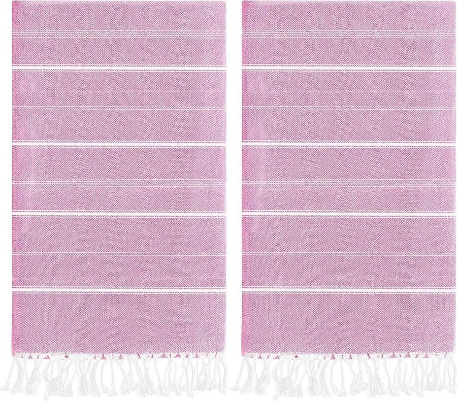 100 x 180 cm 2 stuks 100% katoenen hamamdoek (100 x 180 cm roze)