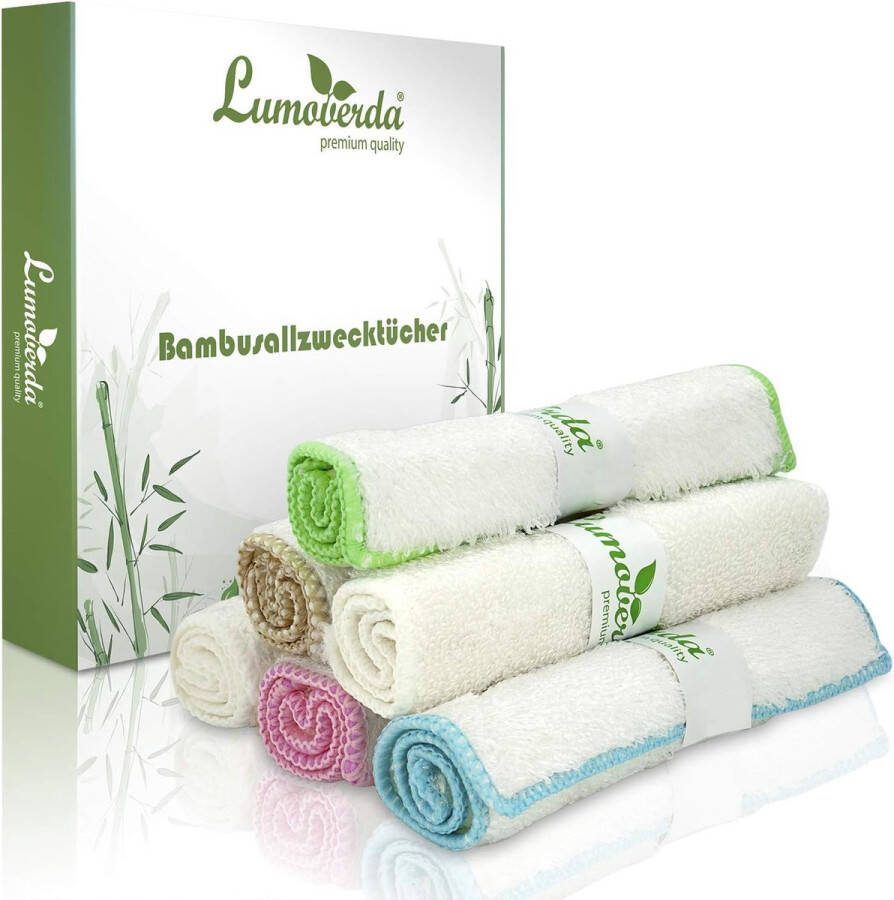 100% Zero-Waste: Lumoverda Bamboe multifunctionele doeken wasbare poetsdoeken absorberende vaatdoeken reinigingsdoeken voor een Sprankelend Schone Keuken Scheurvast en Duurzaam 6x schoonmaken doekjes zonder microvezel
