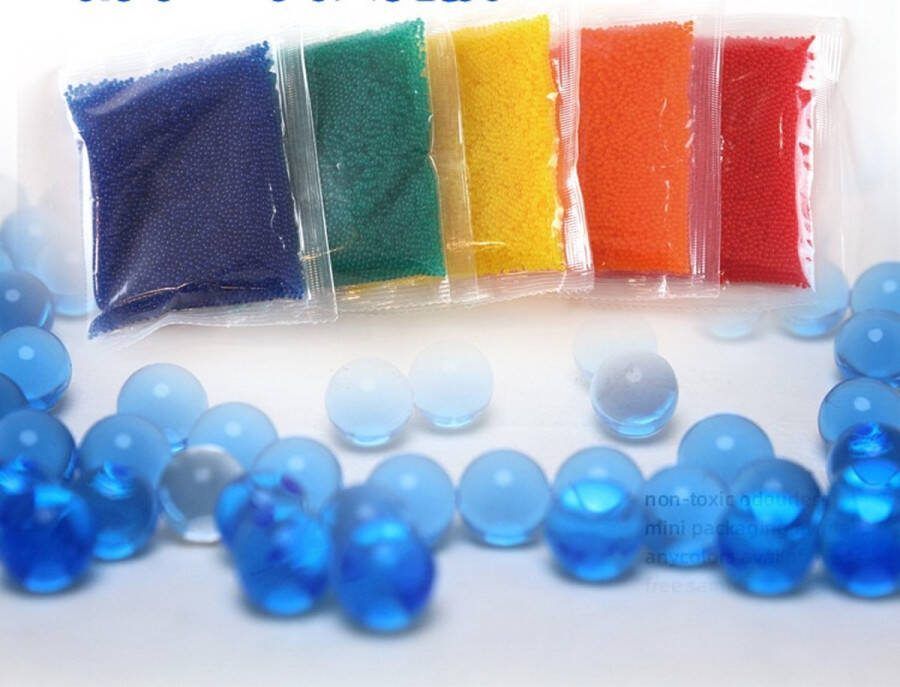 Titaan Line 50.000 stuks 7-8mm 5 kleuren Water Absorberende Balletjes Biologisch Afbreekbaar Waterbeads Waterparels Gelballetjes Transparant