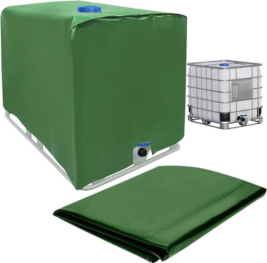 1000L IBC Tank Deksel Watertank Beschermhoes Beschermende Dekzeil Container Dekzeil Regenwatertank Container Beschermhoes voor Regenton 120 x 100 x 116 cm Groen