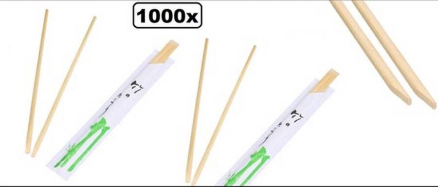 1000x BIO Chopsticks Eetstokjes in hoesje Bamboo sushi japans indisch chinees festival thema feest eet stokjes chop sticks