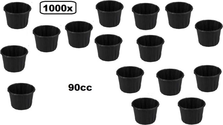 1000x Bio sausbakje souffle zwart 90cc papier composteerbaar saus mayonaise ketchup mosterd bakje eten food