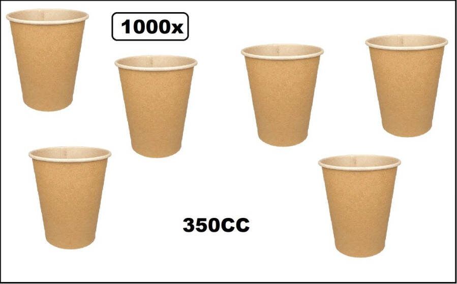 1000x Mega Koffie beker karton bruin 360ml Mega beker Koffie thee chocomel soep drank water beker karton