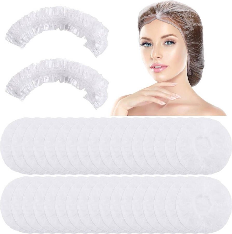 100Pcs Wegwerp Douchekapjes Waterdichte Haar Badmutsen Verdikking Elastische Bad Cap Plastic Clear Haar Caps Voor Spa Bad Draagbare Reizen