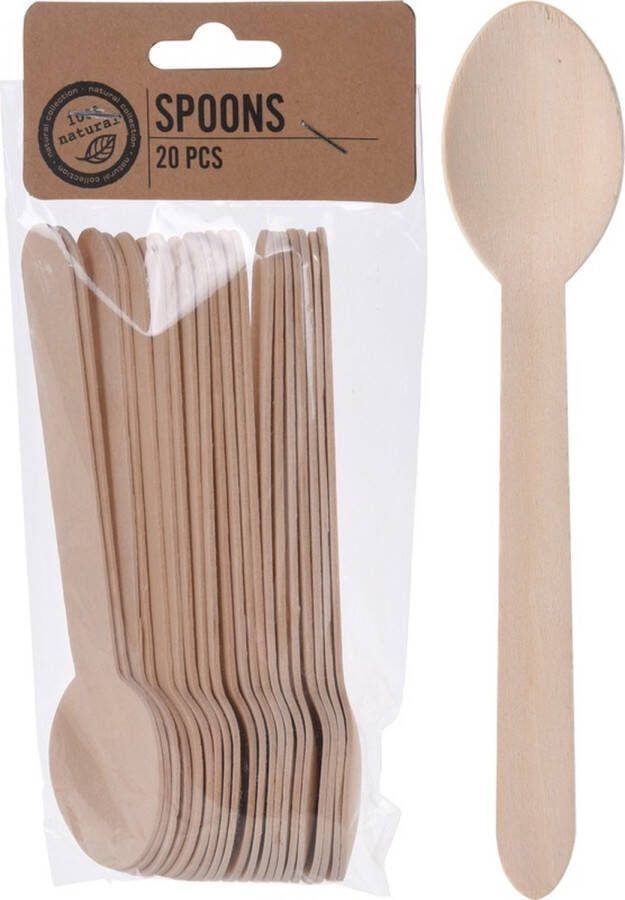 Merkloos Sans marque 100x Houten lepels wegwerp bestek Verjaardag of BBQ bestek.