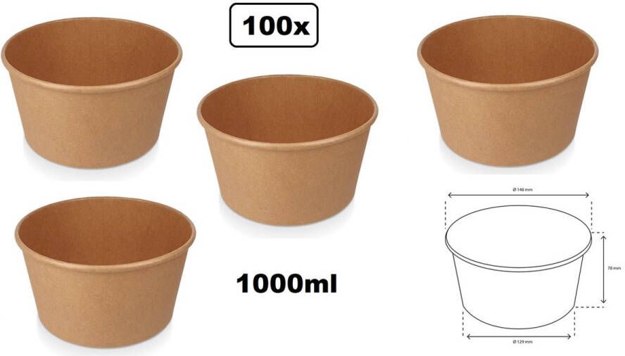 100x Salade pasta poke bowl kraft 1000ml Food pasta salade saus pokebowl diner festival thema feest evenement party