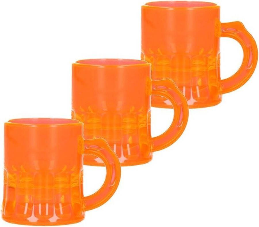 100x Shotglas shotjes fluor oranje UV glaasjes glazen met handvat 2cl Herbruikbare shotglazen Koningsdag kroeg bar cafe shot shotjes glazen