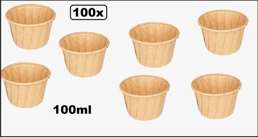 100x Souffle sausbakje kraft 100cc Sup free papier composteerbaar saus mayonaise ketchup mosterd bakje eten food
