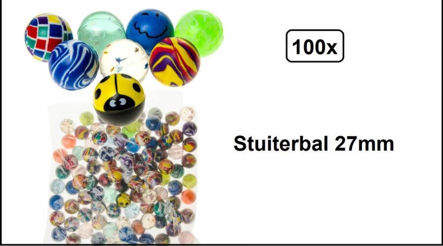 100x Stuiterballen spring assortie Themaparty Stuiter thema feest uitdeel fun festival verjaardag