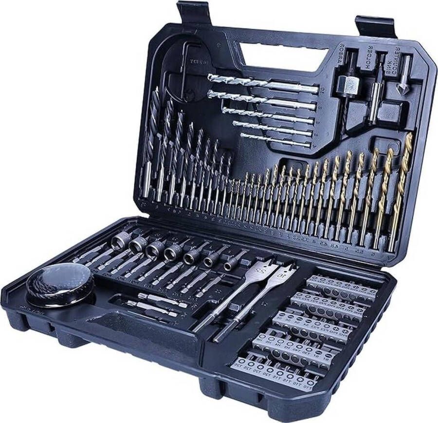 103-delige boor- en schroefbitset TiN-gecoat hout metaal metselwerk gatzaag speedboren accessoires boormachine schroevendraaier