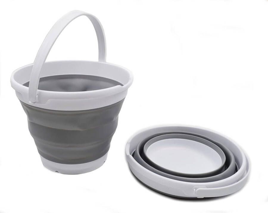10L opvouwbare plastic emmer opvouwbare ronde kuip draagbare wateremmer voor het vissen ruimtebesparende outdoor waterpot. Grootte 31cm diameter (wit grijs 1)