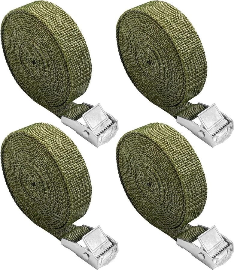 10m Spanriem Set van 4 Spanbanden met Klemsluiting voor Motorfiets Fietsendragers Extreem Robuuste Sjorriemen DIN EN 12195-2 Standaard Spanbanden met ratel