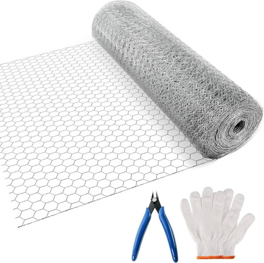 10m x 0.4m Lichtgewicht Gegalvaniseerde Zeshoekige Draad Kippengaas Rol Konijn Schermen Metalen Netten Snijtang Handschoenen Doe-het-zelf Ambachtelijke en Huis Tuin Decoraties