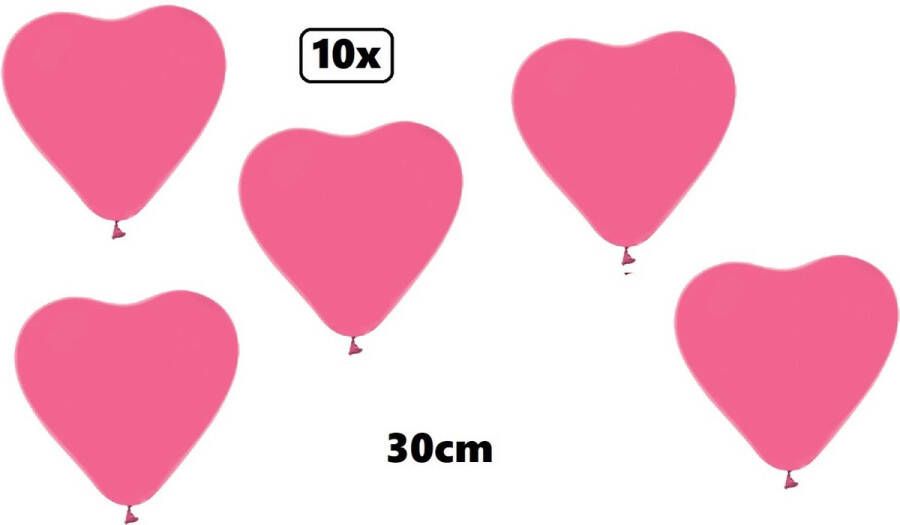 10x Hartjes ballon 30cm roze Barbie Liefde hart Festival feest party verjaardag landen helium lucht thema
