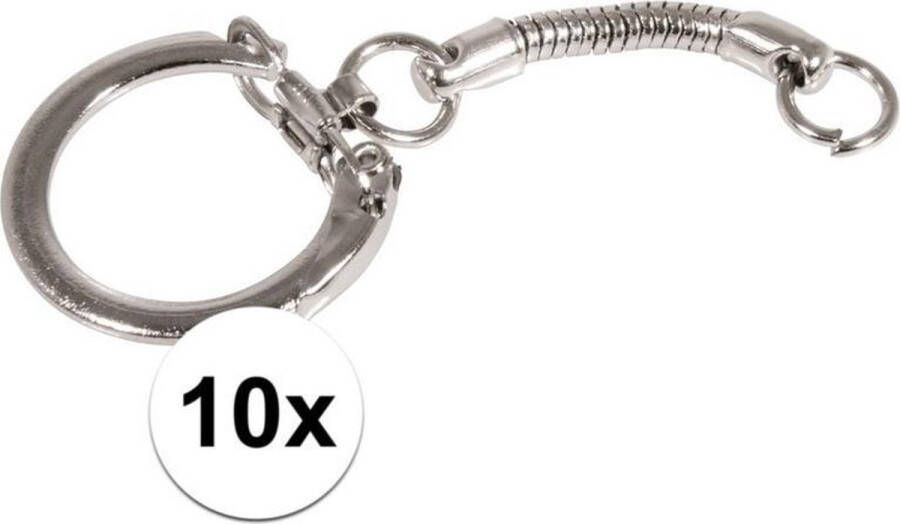 10x Hobby sleutelhangers ringen met ketting en clipsluiting DIY knutselen zelf sleutelhangers maken