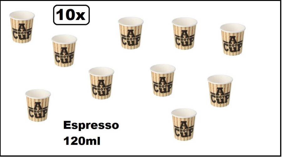 10x Koffiebeker karton a hot cup 120ml Espresso Koffie thee chocomel soep drank water beker karton