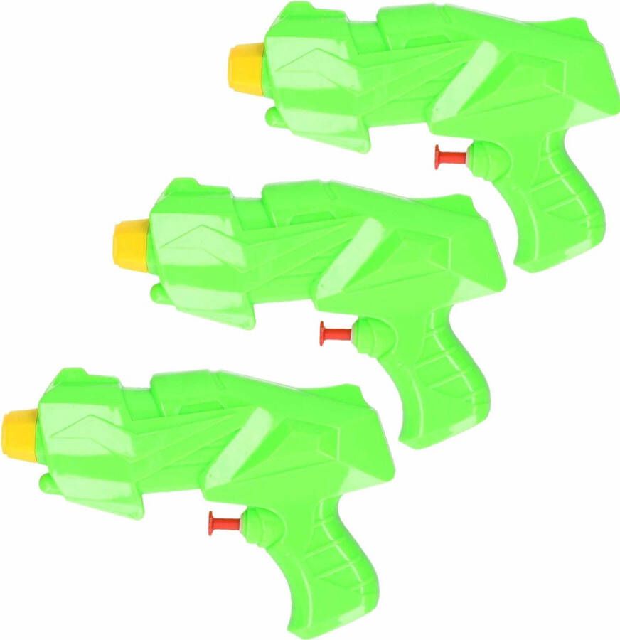10x Mini waterpistolen waterpistool groen van 15 cm kinderspeelgoed waterspeelgoed van kunststof kleine waterpistolen