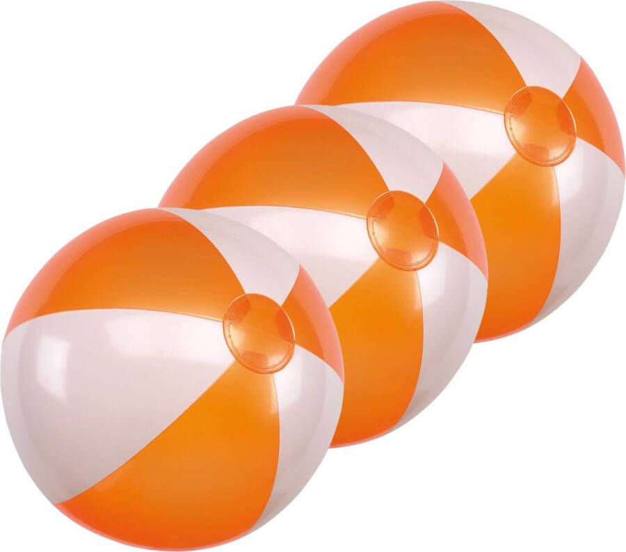 10x Opblaasbare strandballen oranje wit 28 cm speelgoed Buitenspeelgoed strandbal Opblaasballen Waterspeelgoed
