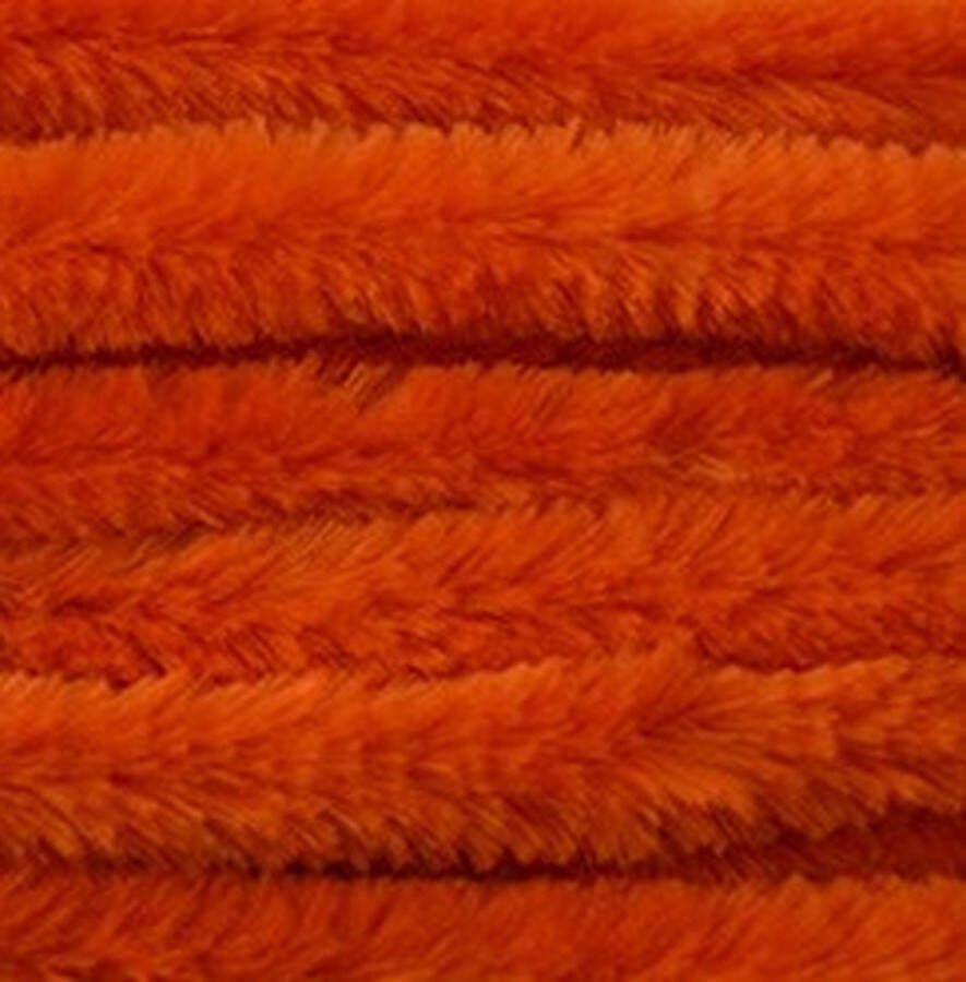 10x Oranje chenille draad 14 mm x 50 cm Buigbaar draad Pluche chenillegaren chenilledraden Hobbymateriaal om mee te knutselen