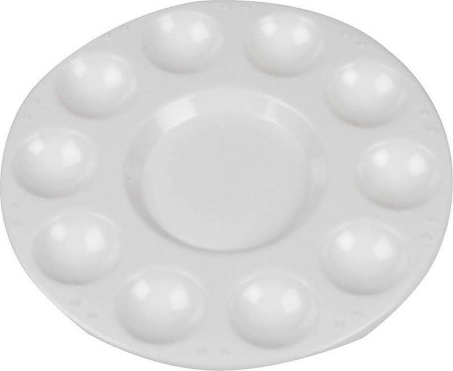10x Schilder palet wit 17 cm Schilderspalet rond 10 stuks van kunststof Hobby schildermateriaal