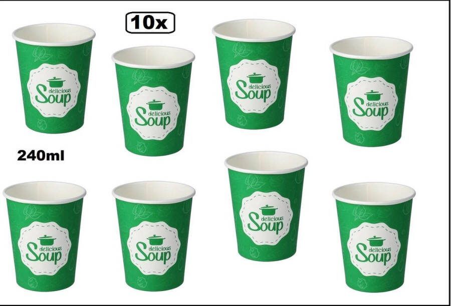 10x Soep beker karton 240cc Delicious groen Soep salade beker festival warme dranken maaltijd food