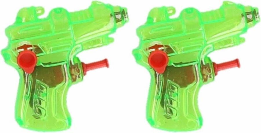 10x Stuks mini waterpistolen groen 7 cm waterspeelgoed kunststof voor kinderen