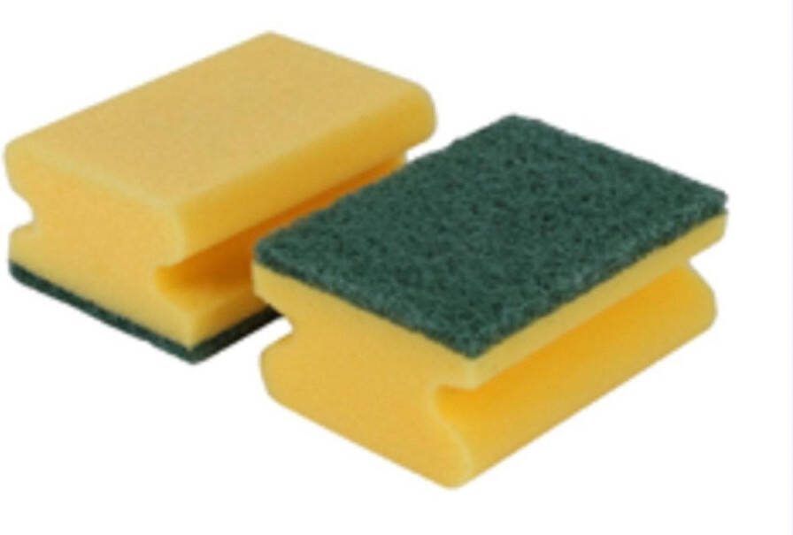 Merkloos Sans marque 10x stuks schuursponzen schuursponsjes met handgreep 13 5 x 9 cm sponzen schoonmaakartikelen reinigingsartikelen