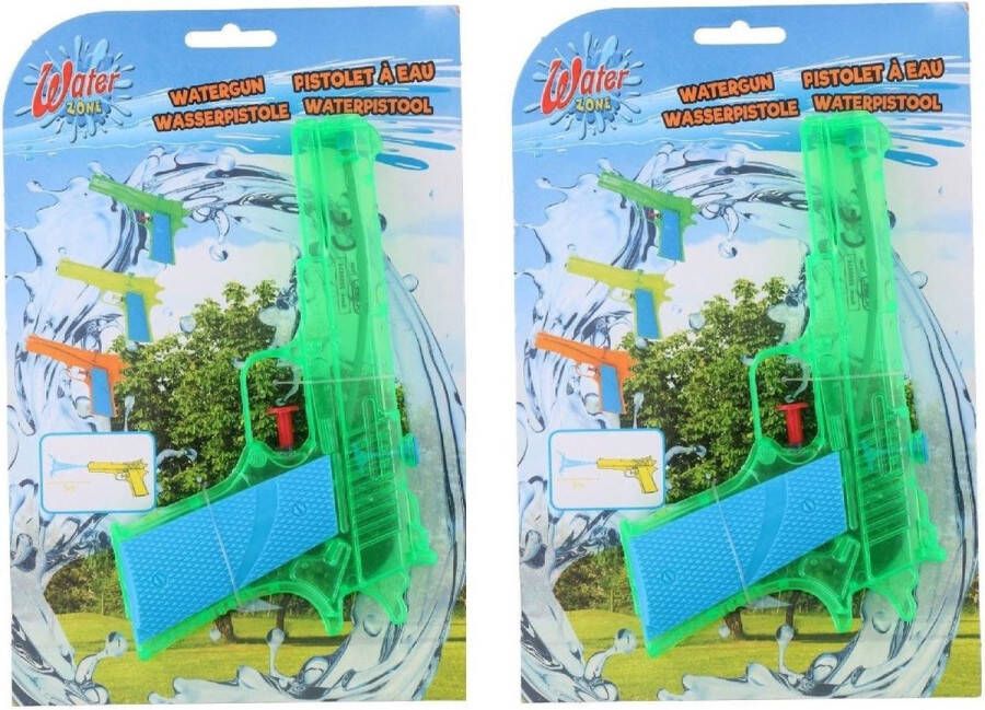 10x Waterpistolen waterpistool groen klein van 18 cm kinderspeelgoed waterspeelgoed van kunststof