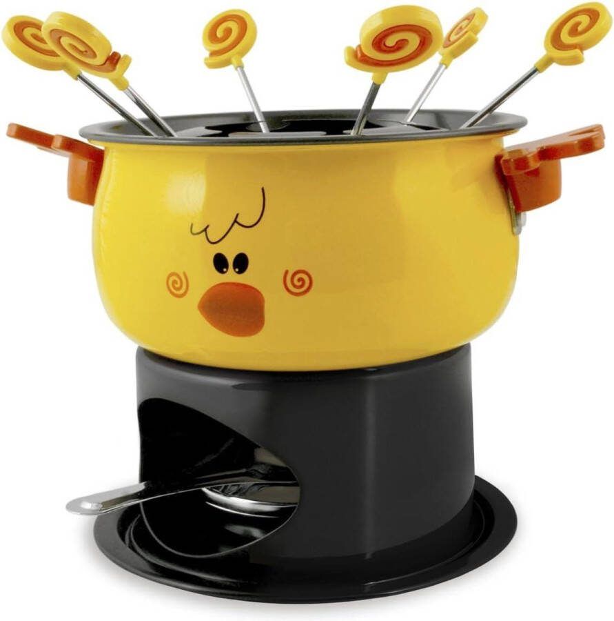 11-delige Home Fondue Service met Anti-aanbaklaag en Eendendecoratie Keukenbenodigdheden van Hout in Zwart