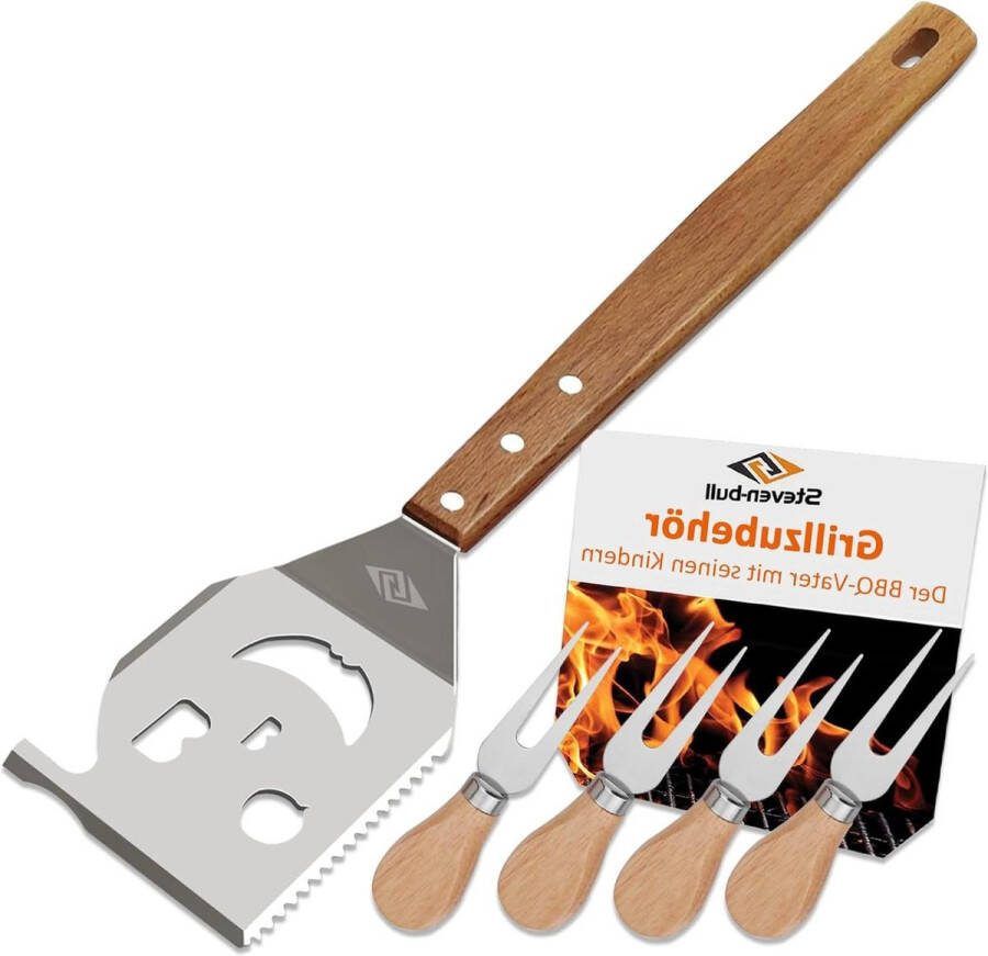 11-delige roestvrij stalen grillspatelset accessoireset voor professionele grillplaat en BBQ