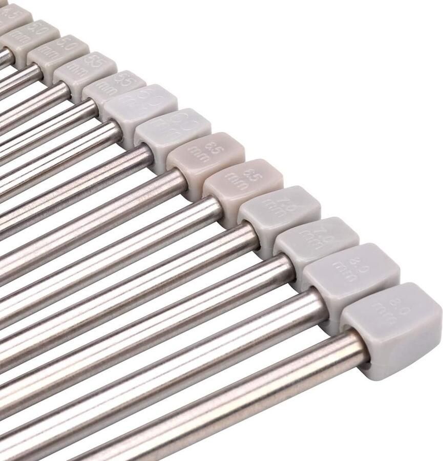 11 paar roestvrijstalen enkelpuntige breinaalden kit set in koffer 2.0mm 2.5mm 3.0mm 3.5mm 4.0mm 4.5mm 5.0mm 5.5mm 6.0mm 7.0mm 8.0mm Lange breinaalden breien stokken