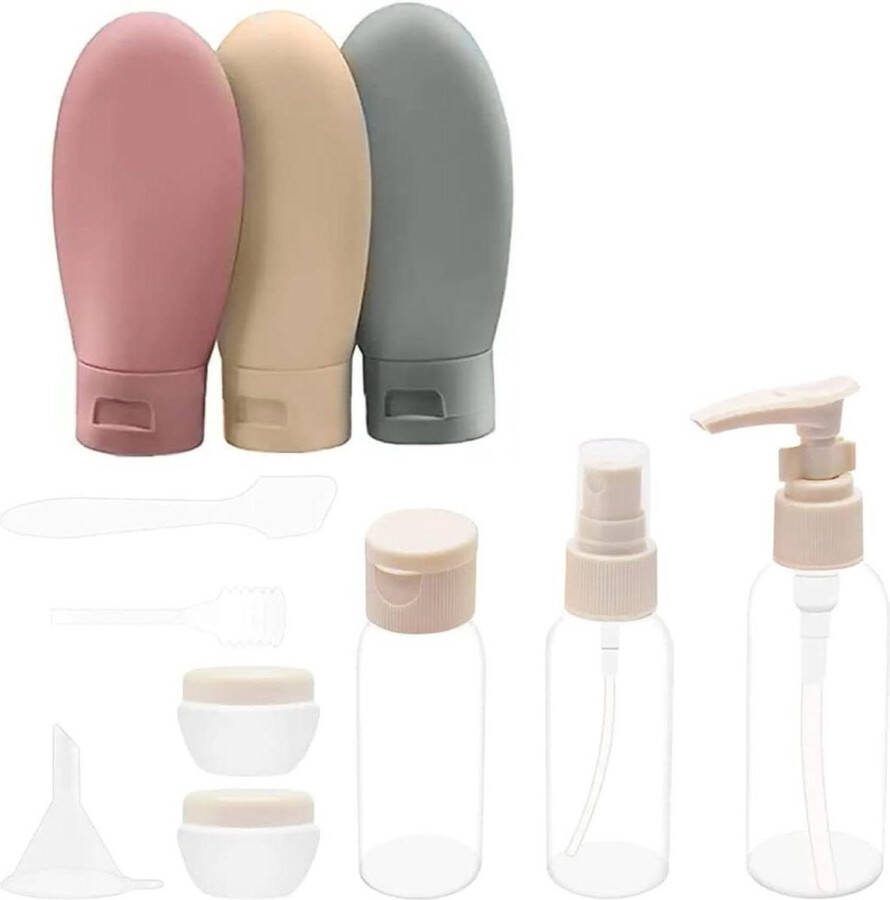 11 stuks lekvrije reisset reisflessenset kleine cosmeticacontainers met transparante toilettas shampoo lotion spoeling douchegel reisflesjes handbagage