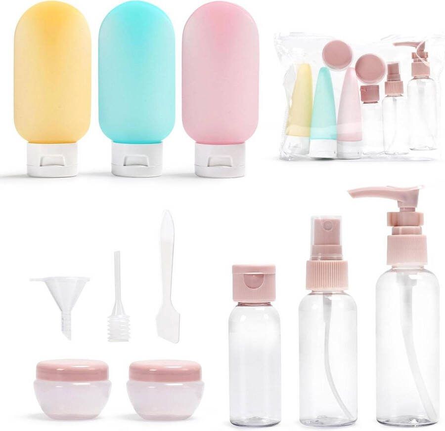 11 stuks reisflessen met crèmepotten en verstuivers voor shampoo en lotion reisflesjes handbagage