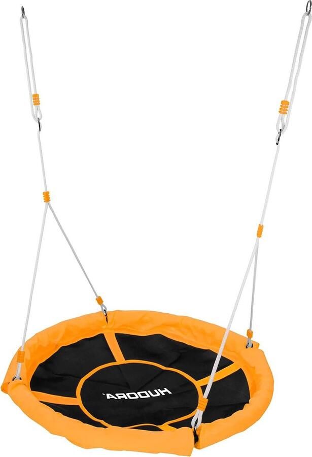 110 cm groen-oranje nestschommel voor binnen en buiten maximaal 100 kg diameter 110 cm verstelbare familie schommel kinderen en volwassenen