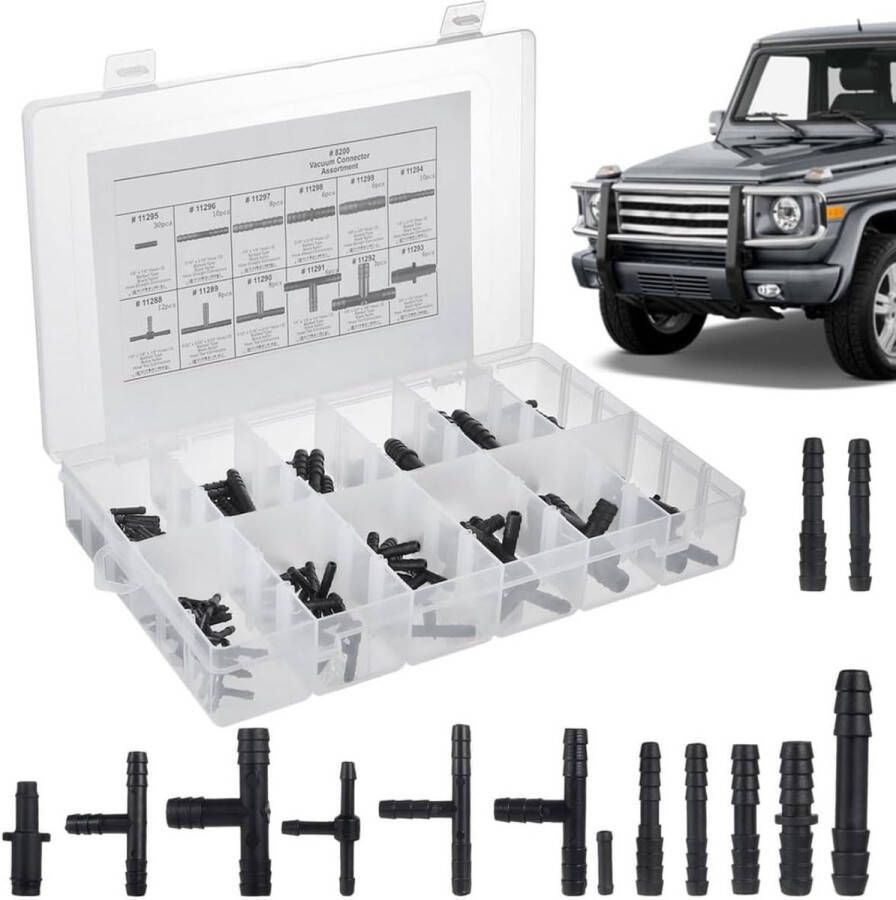 113 stuks T-connectoren slangconnectorset slangverbinder-assortiment auto slangverbinders auto-assortiment voor tuinslangen autostekker druppelslang irrigatiesystemen