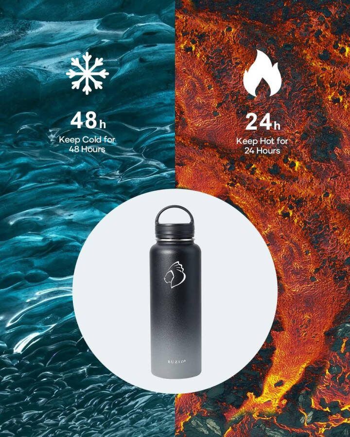 1180 ml waterfles roestvrij staal geïsoleerde waterfles met rietjesdekels kantine metalen thermomok hydro beker kruik dubbele vacuüm warm koud water flessen met draagtas zwart grijs