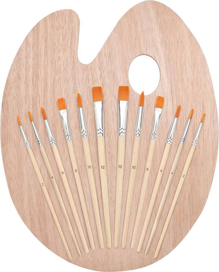 12 3-delige hoogwaardig penseel set met Ovale farbmischpalette kleurenpalet van curtzy TM