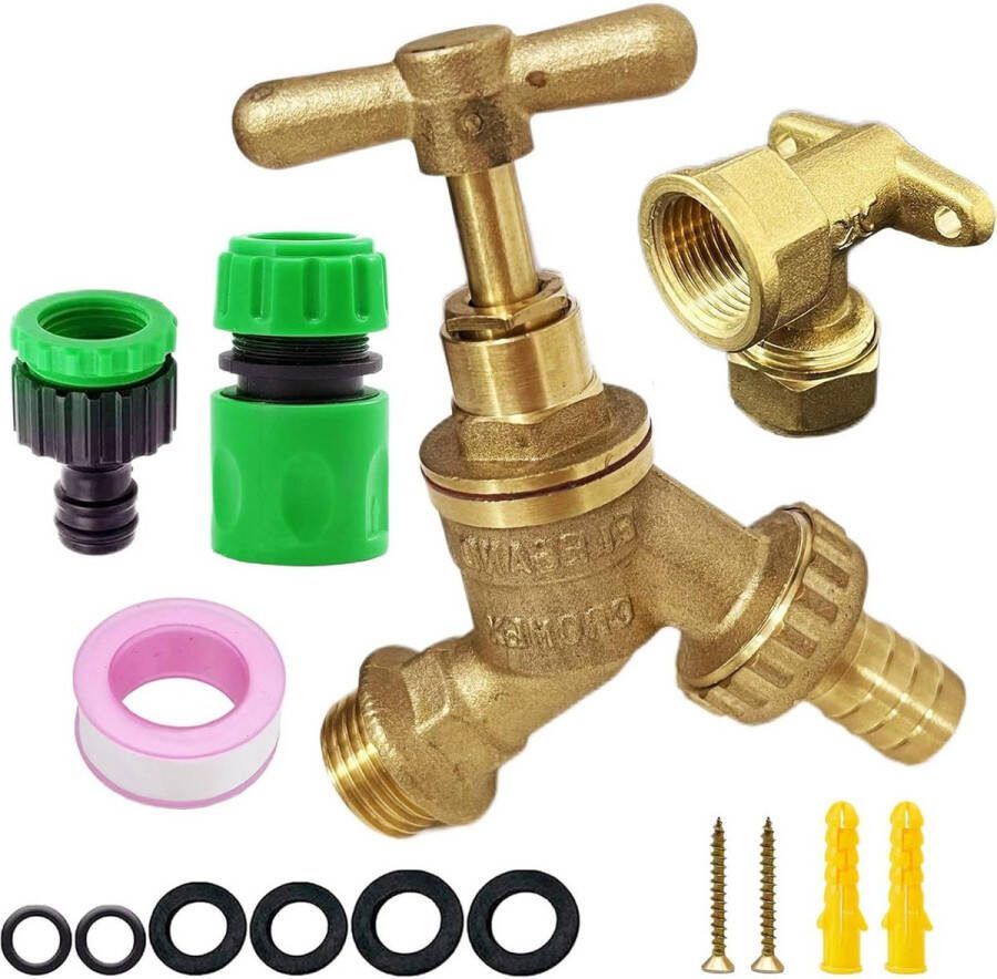 1 2 BSP Tuinkraan met 15mm Muur Achterplaat Tuinslang Buitenkraan Kit voor Buiten Montage Buitenkraan
