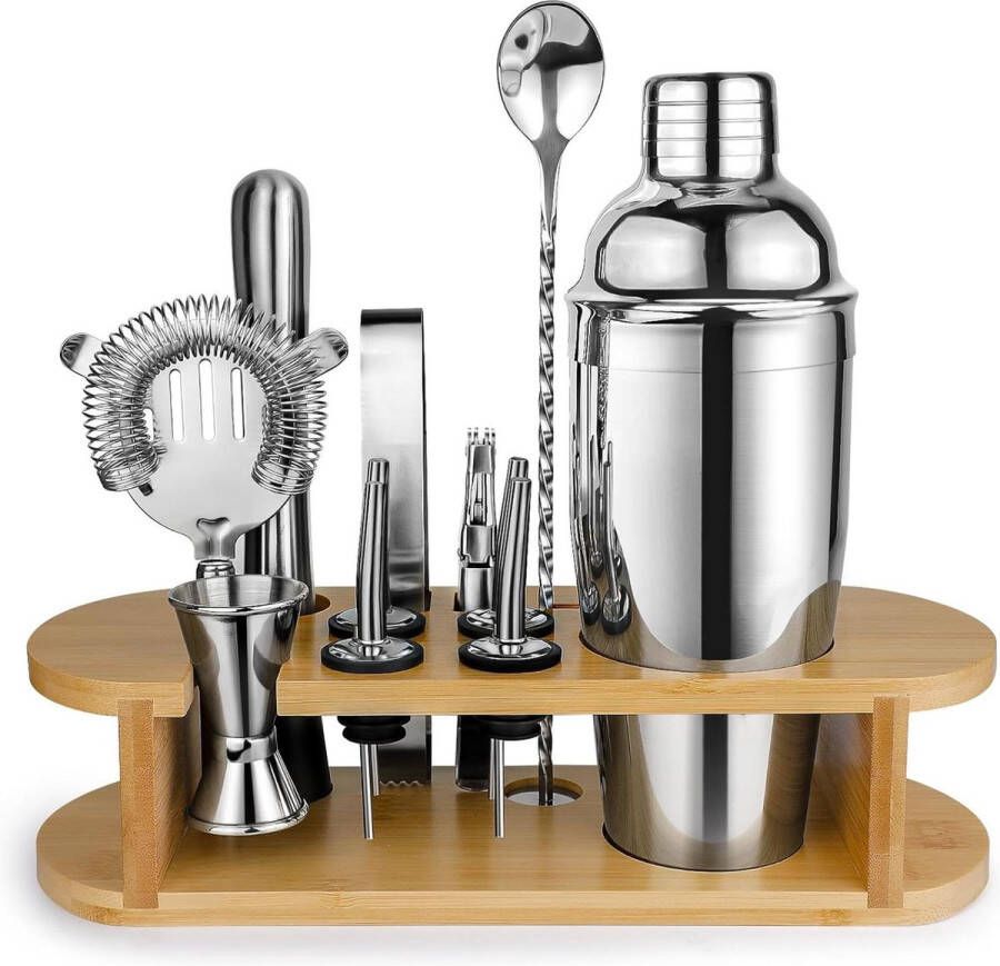 12-delige Cocktail Shaker Set met Alle Essentiële Bar Gereedschappen Geschenken voor Vrouwen en Mannen Professionele Cocktail Set met Standaard