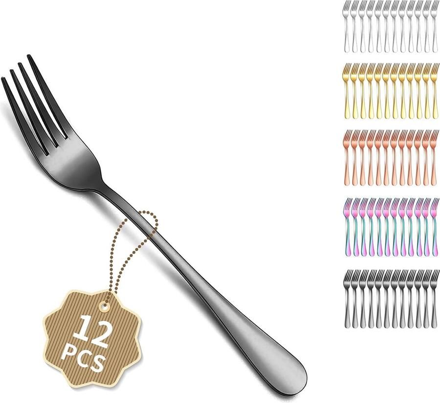 12-delige dessertvorkset 18 cm vorkset tafelvork roestvrijstalen vorkset taartvork moderne bestekvork vaatwasmachinebestendig